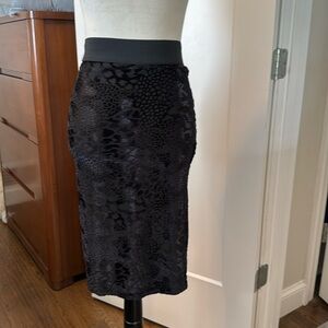 Black velvet brocade high waist velvet bodycon pencil